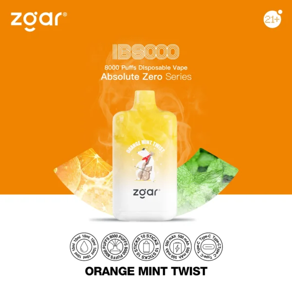 ZGAR ICE BOX 8000 Puffs 2% Никотиновая перезаряжаемая одноразовая вейп оптом - WINGVAPE - 13