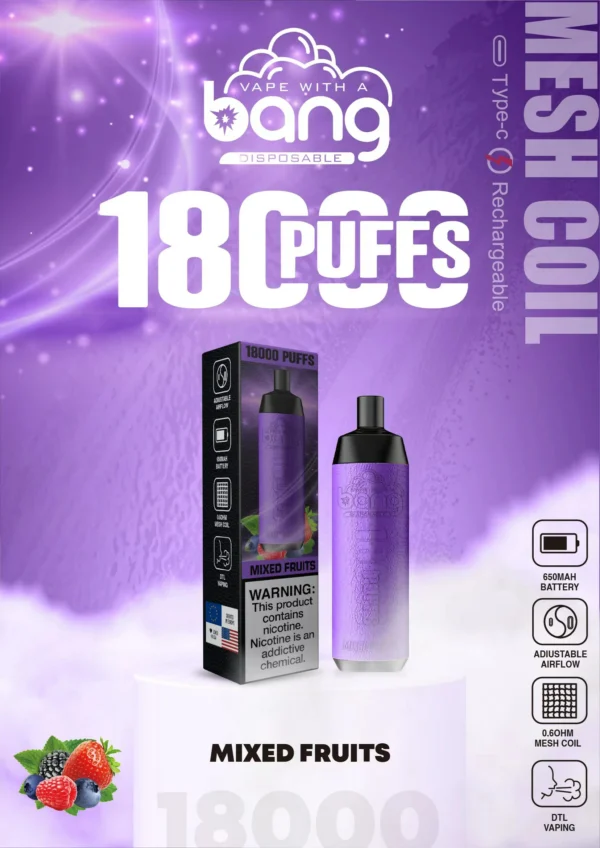 Bang Crown Bar 18000 Puffs 0% 2% 3% 5% Low Nicotine Rechargeable Disposable Vapes Pen Bulk Buy Wholesale - WINGVAPE - 15