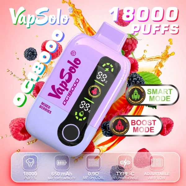 Vapsolo DG 18000 Puffs 2% 5% Penna per vaporizzatori usa e getta ricaricabile a basso contenuto di nicotina Acquista all'ingrosso - WINGVAPE - 6