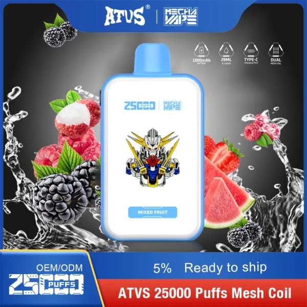 Penna per vaporizzatori usa e getta ricaricabile a basso contenuto di nicotina ATVS 25000 Puffs Dual Mesh 5% Acquista all'ingrosso - WINGVAPE - 10
