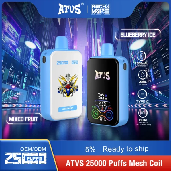Penna per vaporizzatori usa e getta ricaricabile a basso contenuto di nicotina ATVS 25000 Puffs Dual Mesh 5% Acquista all'ingrosso - WINGVAPE - 3