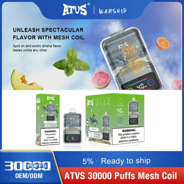 ATVS 30000 Puffs Dual Mesh 5% Madala nikotiinisisaldusega taaslaetav ühekordne Vapes Pen hulgimüük – WINGVAPE – 9