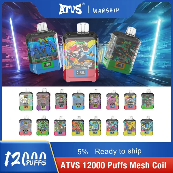 Atvs Warship 12000 Puffs 5% Low Nicotine Rechargeable Disposable Vapes Pen Bulk Buy Wholesale - WINGVAPE - 4