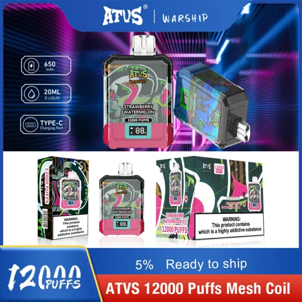 Atvs Warship 12000 Puffs 5% Low Nicotine Rechargeable Disposable Vapes Pen Bulk Buy Wholesale - WINGVAPE - 3