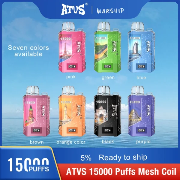 Penna per vaporizzatori usa e getta ricaricabile a basso contenuto di nicotina Atvs 15000 Puffs 5% Acquista all'ingrosso - WINGVAPE - 1