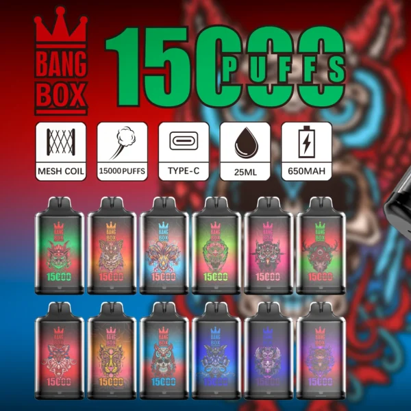 Bang Box S1 15000 Puffs 0% 2% 3% 5% Stylo vape jetable rechargeable à faible teneur en nicotine en vrac Acheter en gros - WINGVAPE - 1