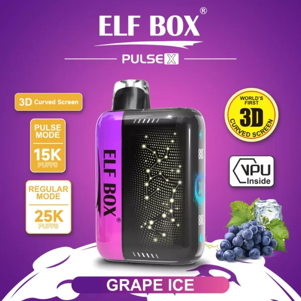 Elf Box Pulse X 25000 Puffs Dual Mesh 0% 2% 3% 5% Low Nicotine 3D Curved LED Screen Rechargeable Disposable Vapes Pen Bulk Buy Wholesale - WINGVAPE - 9