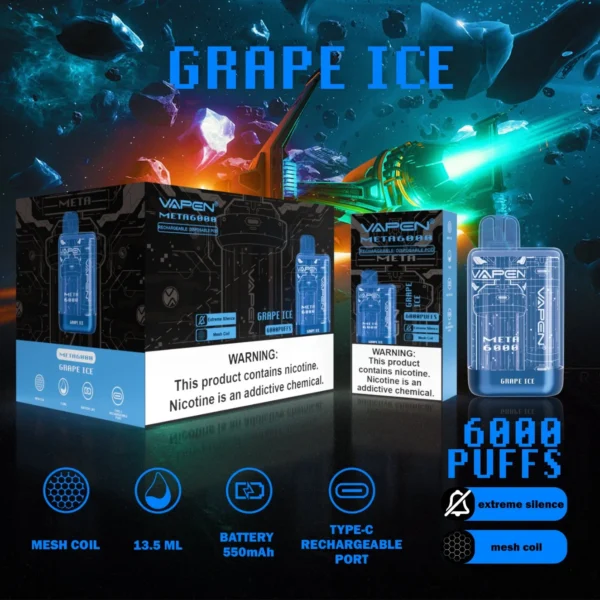 VAPEN Meta 6000 Puffs 2% 5% Low Nicotine Rechargeable Disposable Vapes Pen Bulk Buy Wholesale - WINGVAPE - 5