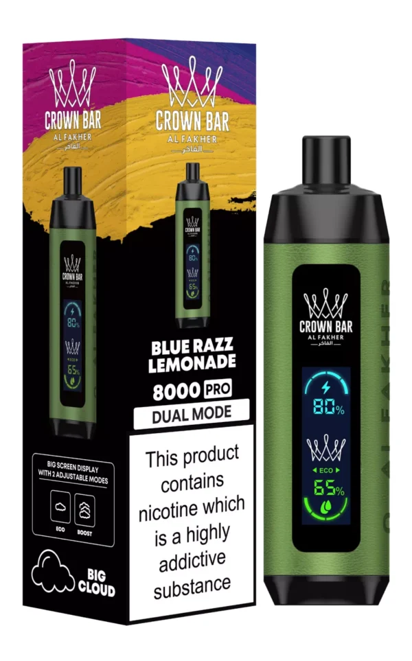 Al Fakher Crown Bar Big Cloud 8000 Pro Dual Mode Full Screen Low Nicotine Rechargeable Disposable Vapes Pen Bulk Buy Wholesale - European Warehouse Stock - WINGVAPE - 11