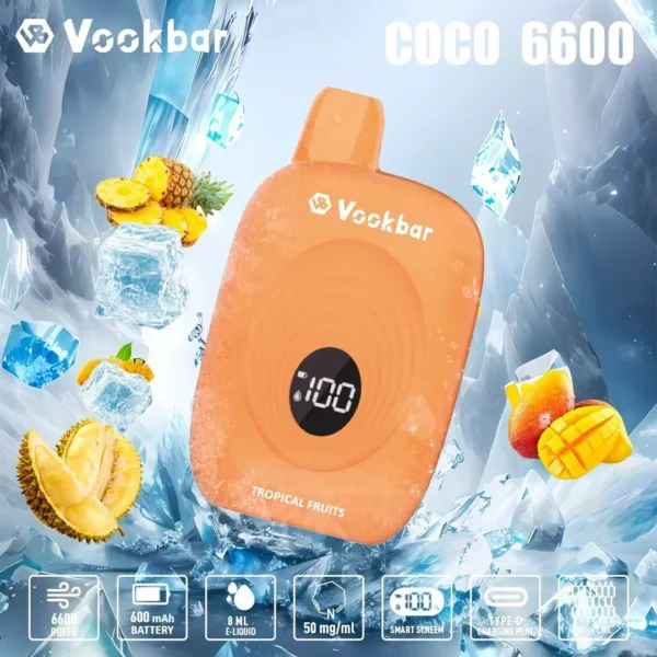 Vookbar Coco 6600 Puffs Digital Smart Screen 3% Penna per vaporizzatori usa e getta ricaricabile a basso contenuto di nicotina all'ingrosso Acquista all'ingrosso - WINGVAPE - 3