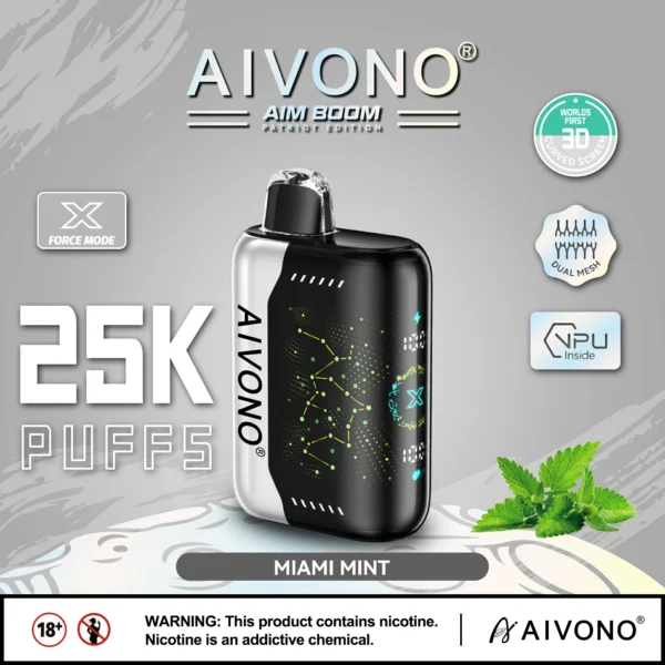 AIVONO AIM BOOM 25000 Puffs Διπλό Διχτυωτό Ψηφιακή οθόνη 0% 2% 3% 5% Επαναφορτιζόμενη μίας χρήσης Στυλό χαμηλής περιεκτικότητας σε νικοτίνη Vapes Μαζική Αγορά Χονδρικής - WINGVAPE - 10