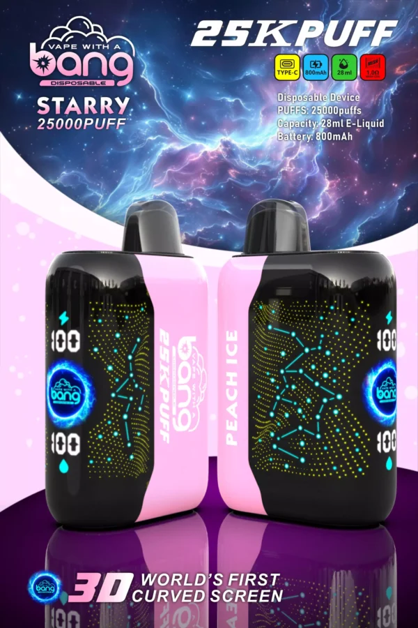 Bang Starry 25000 Puffs 3D Curved Screen 0% 2% 3% 5% Low Nicotine Rechargeable Disposable Vapes Pen Bulk Buy Wholesale - WINGVAPE - 16