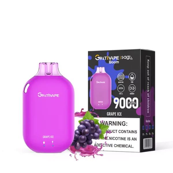 Grativape Boom 9000 Puffs 0% 2% 3% 5% Low Nicotine Rechargeable Disposable Vapes Pen Bulk Buy Wholesale - WINGVAPE - 14