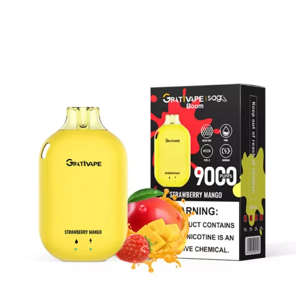 Grativape Boom 9000 Puffs 0% 2% 3% 5% Low Nicotine Rechargeable Disposable Vapes Pen Bulk Buy Wholesale - WINGVAPE - 11