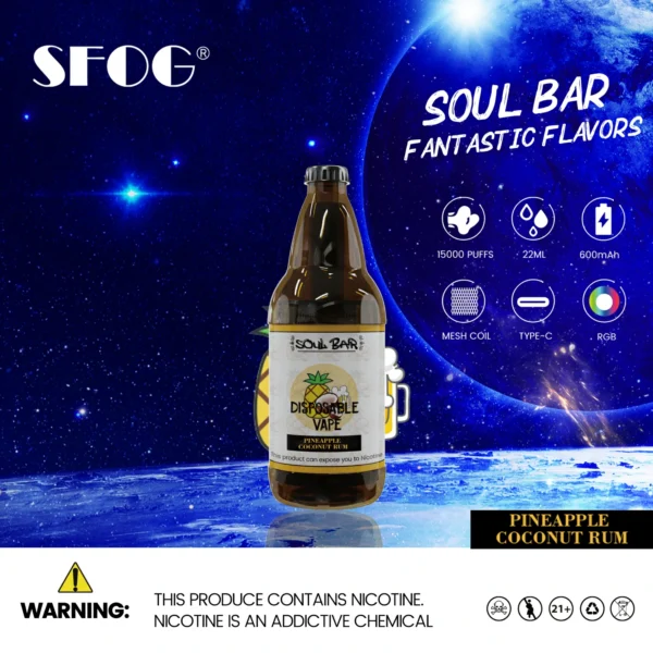 SFOG SOUL BAR 15000 Puffs RGB 5% Vapes desechables recargables con bajo contenido de nicotina Pluma Compra a granel al por mayor - WINGVAPE - 7