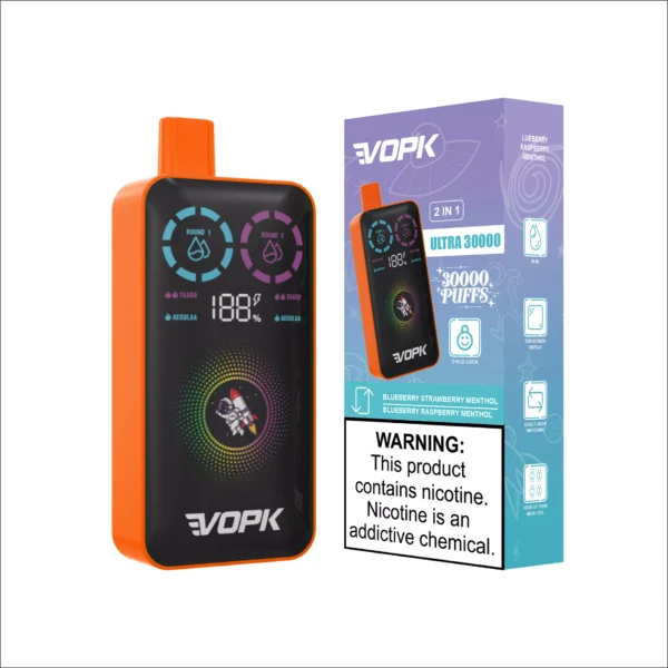 VOPK ULTRA 30000 Puffs Double Flavour Dual Mesh Digital Screen 2% Low Nicotine Rechargeable Disposable Vapes Pen Bulk Buy Wholesale - WINGVAPE - 4